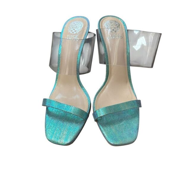Vince Camuto Ashta Holographic Clear Wrapped Stiletto Mule High Heeled Sandal 10 - Picture 4 of 7